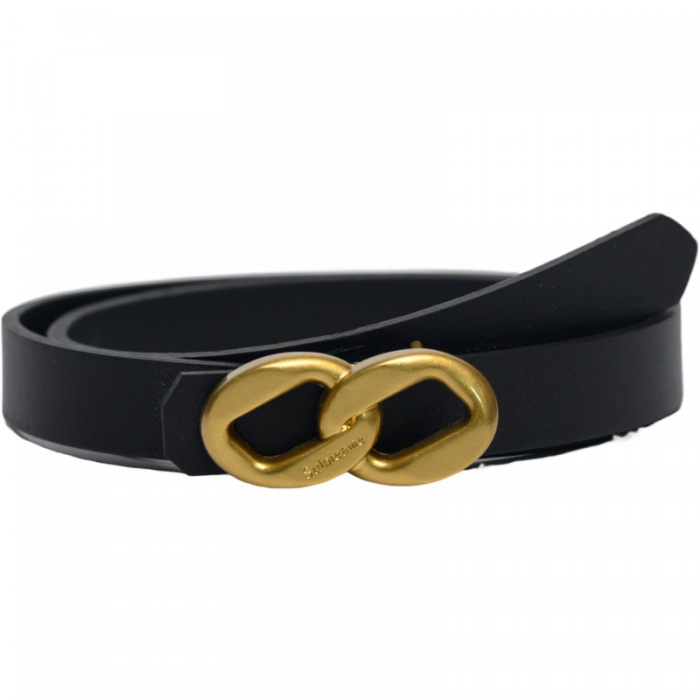 designer black leather belt