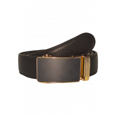 Men Black Leather Belt with Auto Lock Buckle