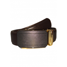 Mens Automatic Leather Belt - Full Grain Leather Ratchet Belt - Men Leather Belt with Auto Lock Buckle - TRACK BELT - Belt without hole -ABB2E Black/BrownOxhide