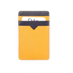 Card Holder Black vertical Grain Leather-3601 YLW