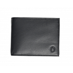 Wallet Men Black with coin pouch - Bifold Lucky Wallet- Full Grain Leather Wallet with NO HOLE- Black Wallet - Oxhide 3851CP Black