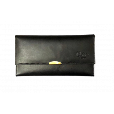 Leather Wallet Women - Lady Long Wallet - Trifold Wallet Women - Women Wallet Black - Oxhide 4176-Black