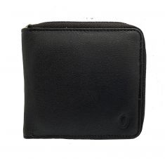Wallet Men Black -Zip around Wallet  - Full Grain Leather Wallet - Black Wallet - 4443 Oxhide