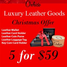 Christmas Offer from Oxhide. Get 5 premium quality leather products for $59 Only. Chrismas gifts - Christmas hamper 