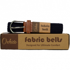 Fabric belt for men and women - Elastic belt - Woven stretchable belt plus size - Canvas Belt for men and women in BLUE color - Oxhide BCN