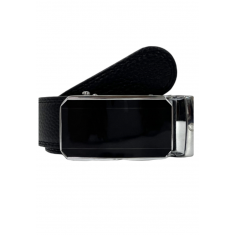 Luxury Belt for Men - Ratchet Leather Belt - Branded Leather Belt for Men - Belts with exclusive buckles - Belts for Evening Wear -Auto Lock Black Belt - ABB5B Oxhide Black