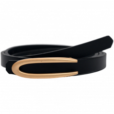 Belt Women 15mm width- Gold buckle Women belt in Full Grain Leather -Designer Ladies Leather Belt in Black Color - Oxhide D115MM