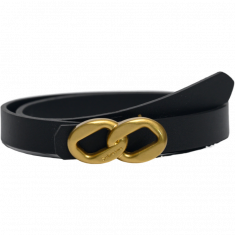 Belt Women 20mm width- Gold buckle Women belt in Full Grain Leather -Designer Ladies Leather Belt in Black Color - Oxhide D3 20MM