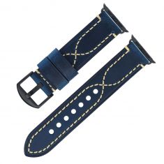 Leather Apple watch strap Blue Contrast stitch 38,40,41 / 42,44,45 mm - OXHIDE