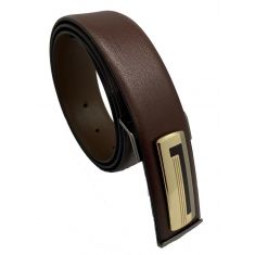 Brown Leather Belt with Designed Buckles - Business Evening Designer Wear -D1Brown