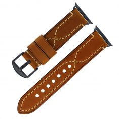 Leather Apple watch strap Dark Brown Contrast stitch 38,40,41 / 42,44,45 mm - OXHIDE