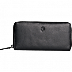 Zip Around Wallet Women - Lady Long Wallet - Cow Leather Wallet for Women - Oxhide Black J0051
