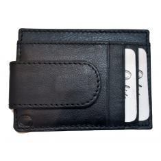 Money Clip Wallet Men Slim-Cardholder - Bifold Thin Wallet - Full Grain Leather Wallet  - Black Wallet - ER13 Oxhide Black