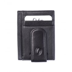 Money Clip Wallet Men Slim-Cardholder - Bifold Thin Wallet - Full Grain Leather Wallet  - Black Wallet -ER13 Oxhide Black