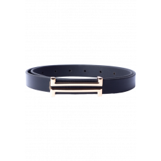 Gold buckle Women belt in Full Grain Leather -Designer Ladies Leather Belt in Black Color - Oxhide D11 20 mm