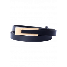 Gold buckle Women belt in Full Grain Leather -Designer Ladies Leather Belt in Black Color - Oxhide D9 15mm