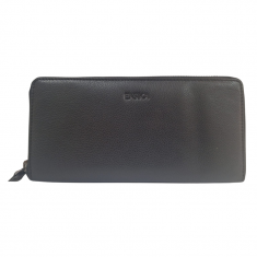 Zip Around Wallet Women - Lady Long Wallet - Cow Leather Wallet for Women - Oxhide Black J0051