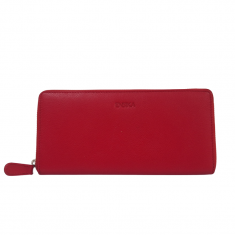 Zip Around Wallet Women - Lady Long Wallet - Cow Leather Wallet for Women - Oxhide RED J0051