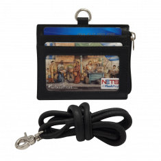Oxhide Leather Lanyard / ID card holder Lanyard /Wallet/Leather - JG4164LS - BLACK