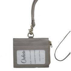 Oxhide Leather Lanyard / ID card holder Lanyard /Wallet/Leather - 4164LS - GREY - LS