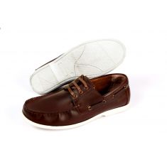 Casual Full Leather Boat Shoes - AY02DBRN - Brown