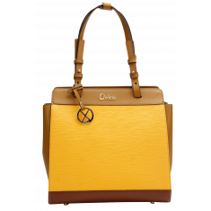 Yellow Leather Satchel Bag for Women