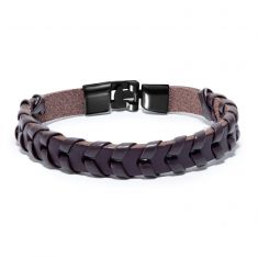 Oxhide Leather Bracelet Braided Brown