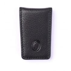 Slim Money Clip for Men and Women  - Full Grain Leather money clip - ER07 Oxhide Black