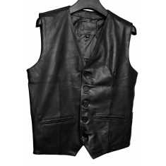 Real Leather vests for Men Black - Cow skin Jacket vest - Jacket for Men- Oxhide FK10 Black