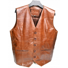 Real Leather vests for Men Brown - Cow skin Jacket vest - Jacket for Men- Oxhide FK10 Brown
