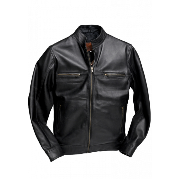 Men's Genuine Lambskin Leather Jacket Black Quilted Slim Fit Biker Jacket -  040 