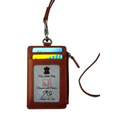 Oxhide Leather Lanyard/ID cardholder/Wallet/Leather sling in Brown colour - J0025 Brown