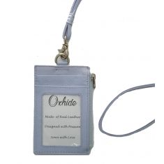 Oxhide Leather Lanyard / ID card holder Lanyard /Wallet/Leather - 4164 blue