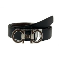 Black Leather Belt with Designed Buckles - Business Evening Designer Wear -D8 BLACK