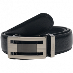 Real Leather Ratchet Belt 30mm or 3 cm- Men Leather Belt with Auto Lock Buckle - TRACK BELT - Auto Lock Black Belt - ABB2I Black