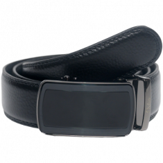 Automatic Black Leather Belt - Real Leather Ratchet Belt - Men Leather Belt with Auto Lock Buckle - TRACK BELT - Auto Lock Black Belt  ABB3G Oxhide 