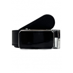 Luxury Belt for Men - Ratchet Leather Belt - Branded Leather Belt for Men - Belts with exclusive buckles - Belts for Evening Wear -Auto Lock Black Belt - ABB3A Oxhide Black