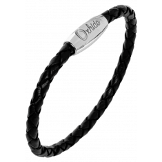 Oxhide Leather Bracelet Braided Black - Oxhide 4mm width