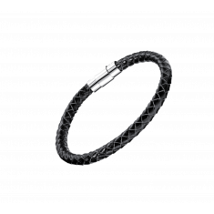 Oxhide Leather Bracelet Braided Black
