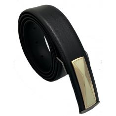 Black Leather Belt with Designed Buckles - Business Evening Designer Wear -D2 BLACK