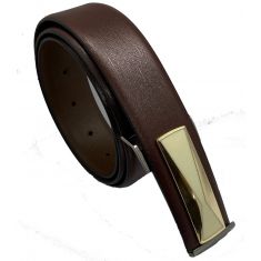Brown Leather Belt with Designed Buckles - Business Evening Designer Wear -D2 Brown