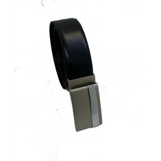 Black Leather Belt with Designed Buckles - Business Evening Designer Wear -D6 BLACK