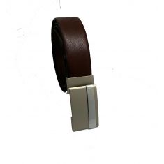 Brown Leather Belt with Designed Buckles - Business Evening Designer Wear-D6 BROWN