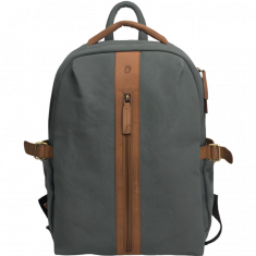 Canvas Leather Backpack - Blue Canvas Backpack- Leather Laptop Backpack for Men- Backpack Blue - Oxhide J0041