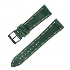 Leather watch strap Green Contrast stitch 24 mm - OXHIDE