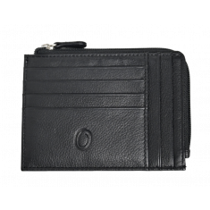 Leather Card Holder - Leather cardholder - Leather Card Case - L-Zipper - Top Grain leather -Oxhide J0057 Black