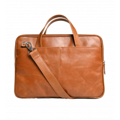 Oxhide Vintage Leather SLIM Laptop Brown Bag -Minimalist Tan - J0066