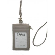 Oxhide Leather Lanyard / ID card holder Lanyard /Wallet/Leather - 4164 GREY
