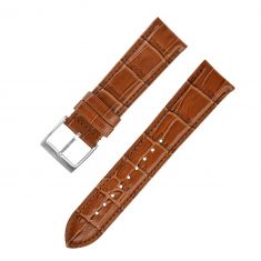 Leather watch strap Brown croco print 20, 22 mm - OXHIDE